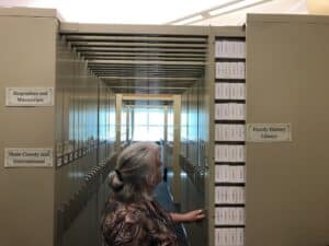 microfilm cabinets at Midwest Genealogy Center