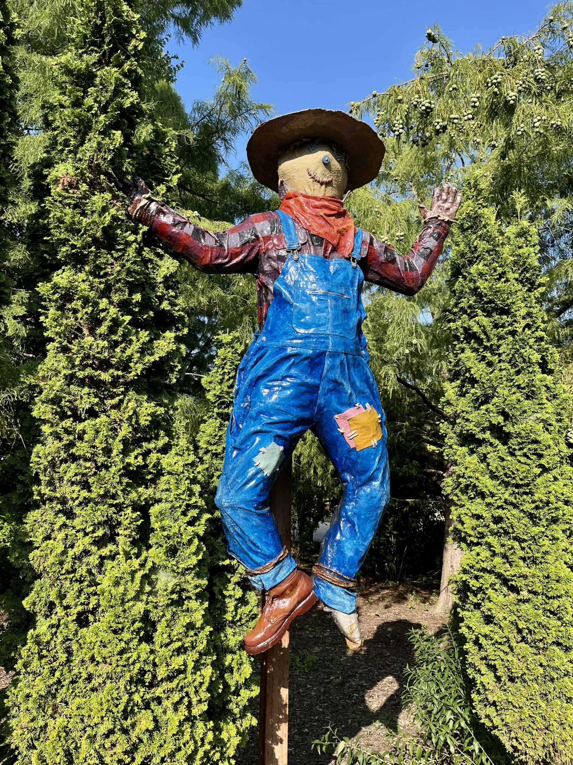 scarecrow statue at Reiman Gardens in Ames Iowa