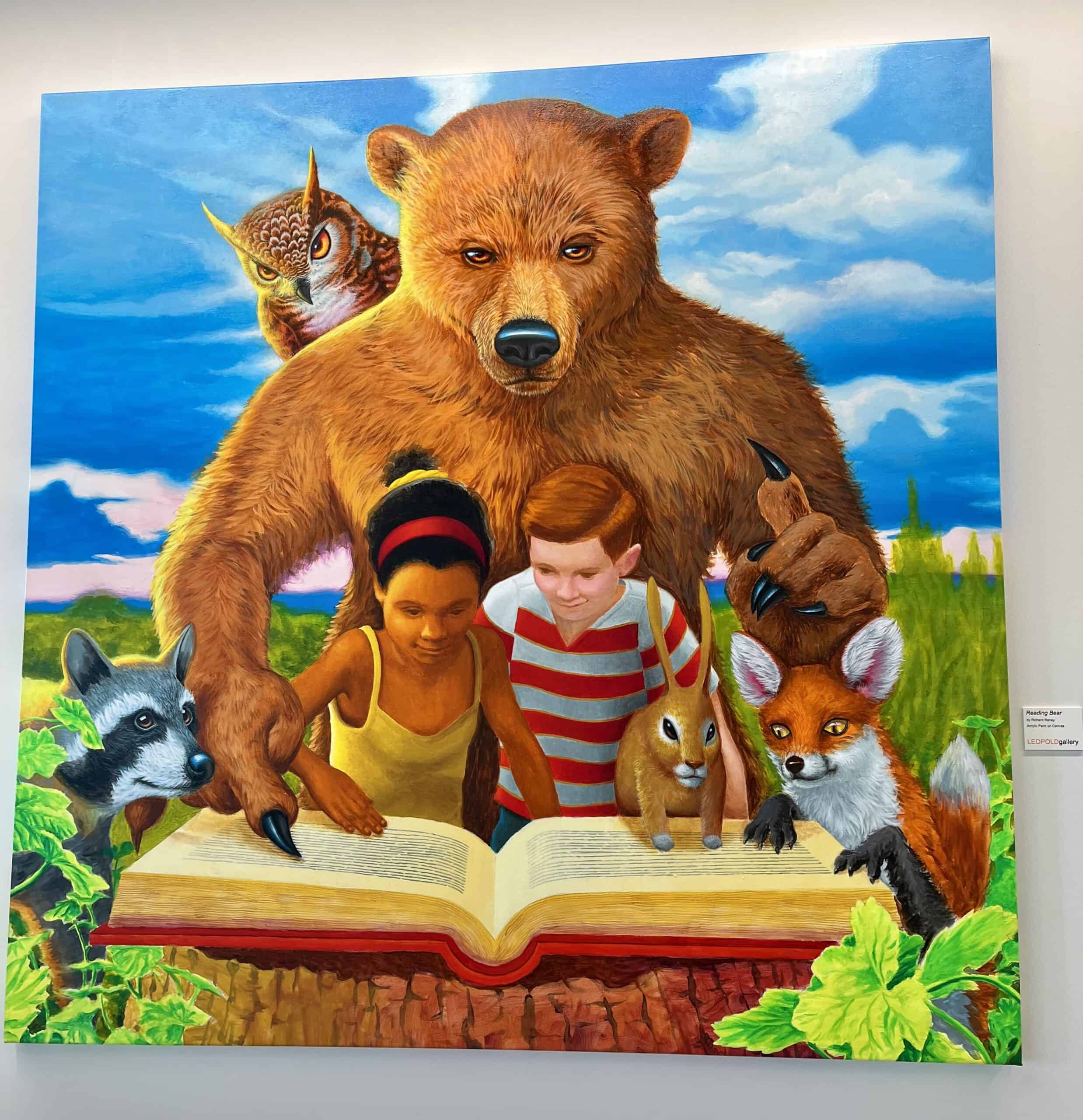 "Reading Bear" painting by Richard Raney