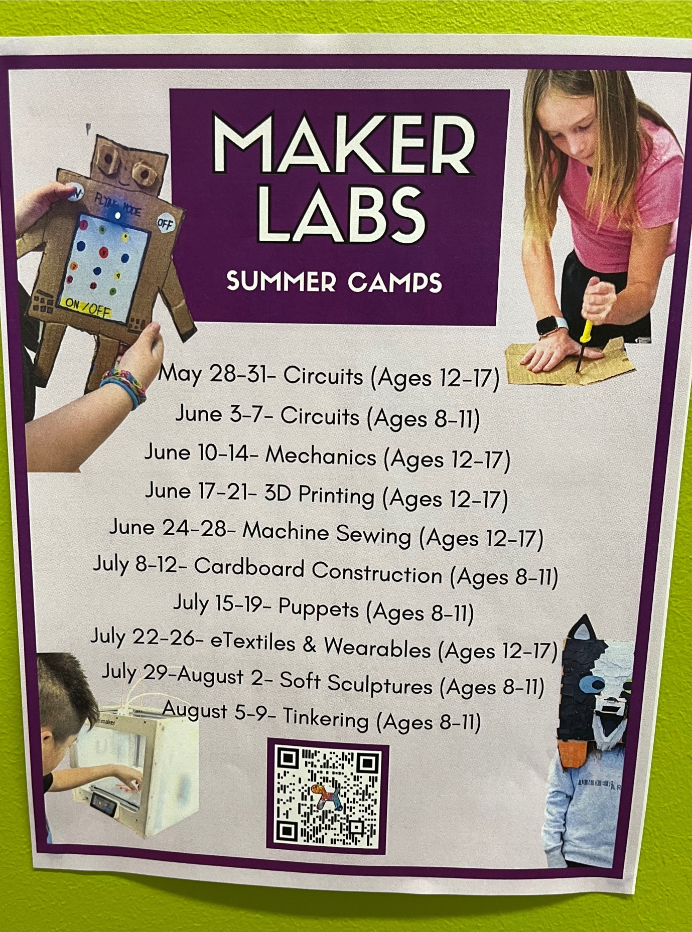 list of kids' summer camp art classes
