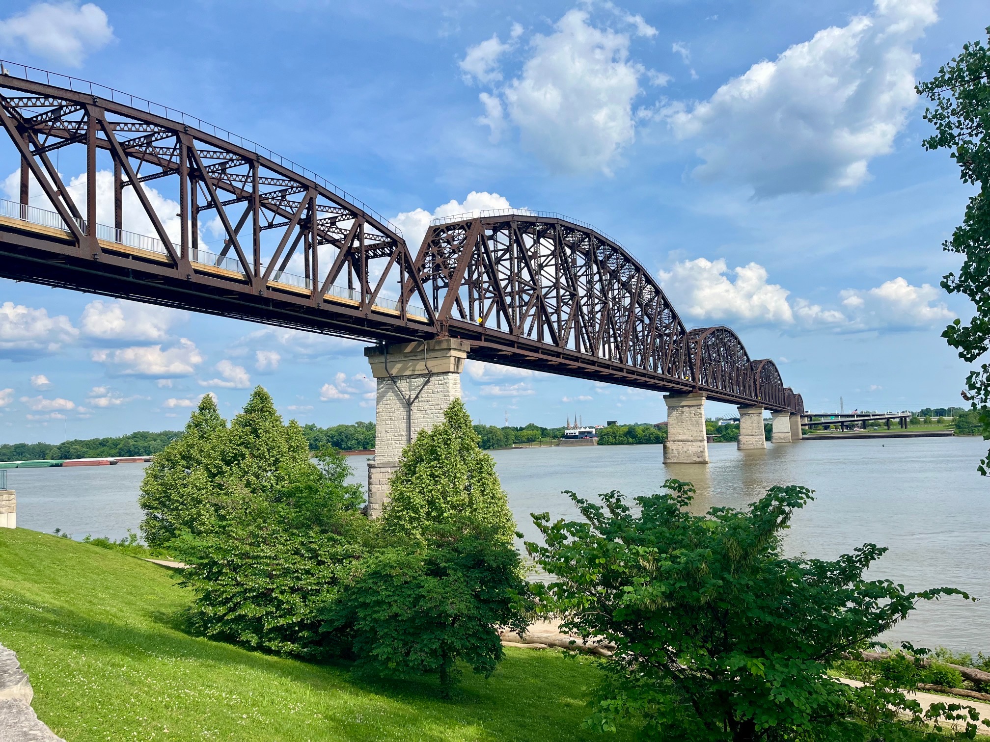 historic walking bridge over the Ohio River